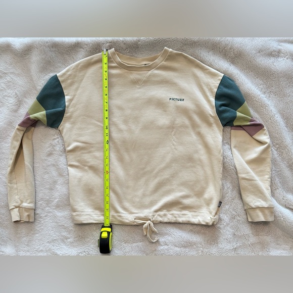 Picture - Woman’s Cream Crewneck Sweater with Colorful Stripes - Picture 10 of 11